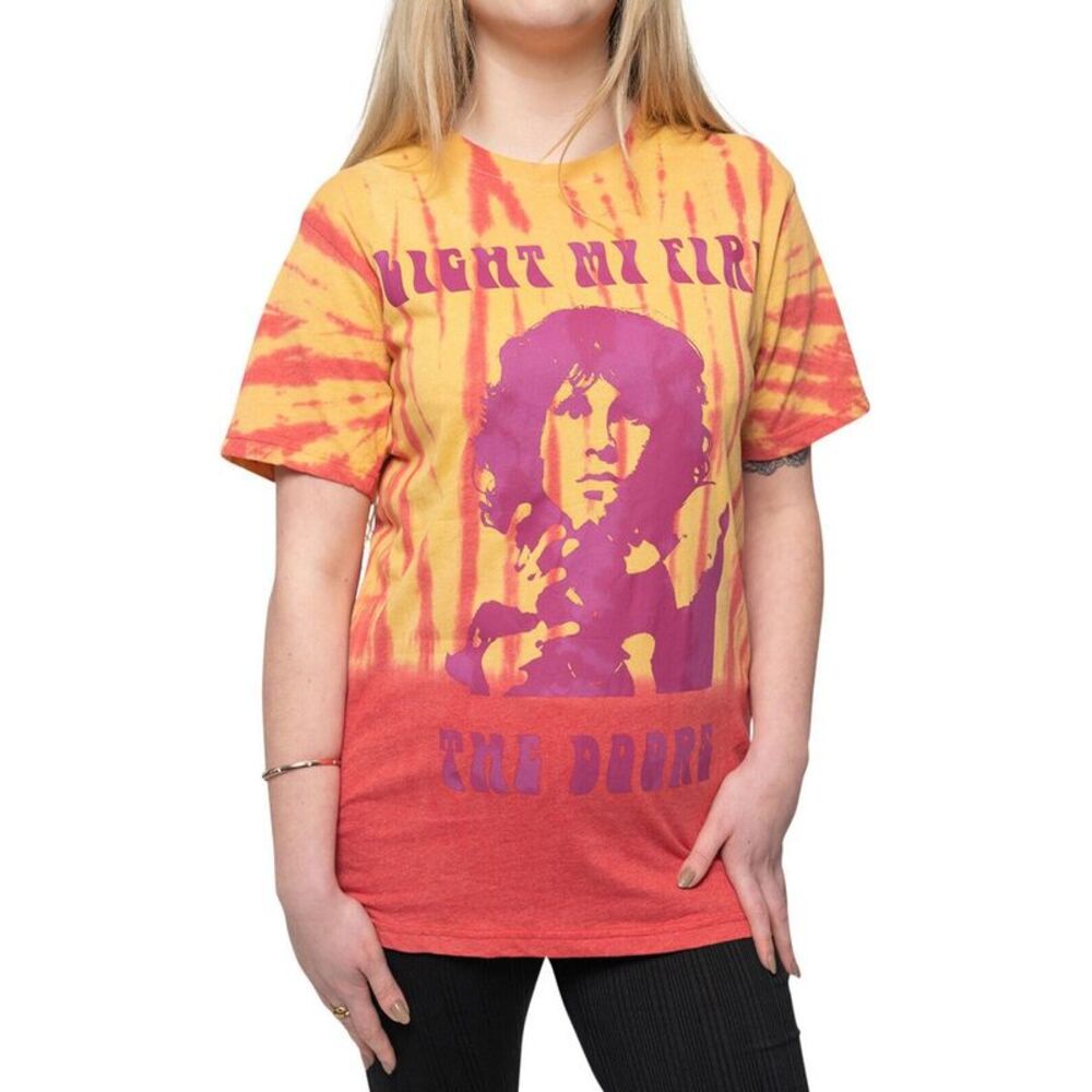 The Doors Unisex Adult Light My Fire Tie Dye T-Shirt / Orange